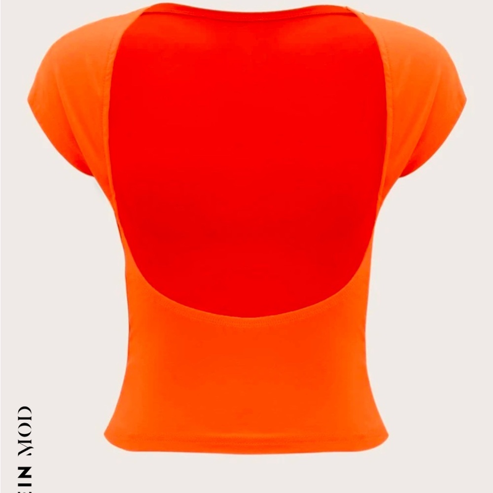 Orange Fitted Cut Out Crop Top